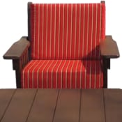 Barrier Island Chair with red striped cushions.