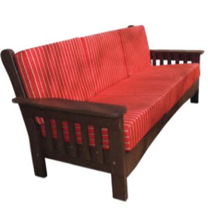 Barrier Island Deep Seat Couch with red striped cushion.