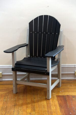Dining Chair with arms in blue and gray.