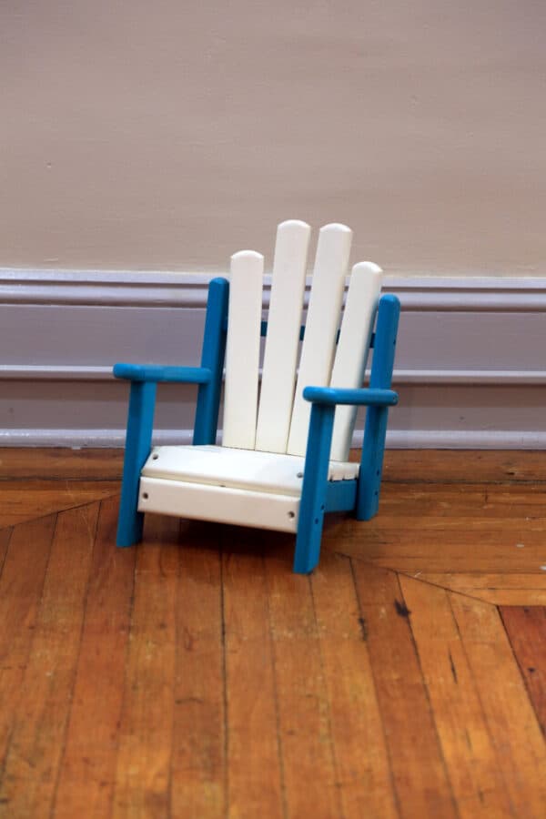 Mini Adirondack Chair in white and blue.