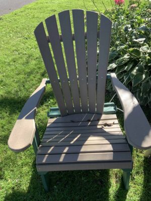 Adirondack chair in brown poly.