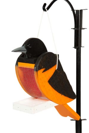 Bird feeder that looks like a oriole.