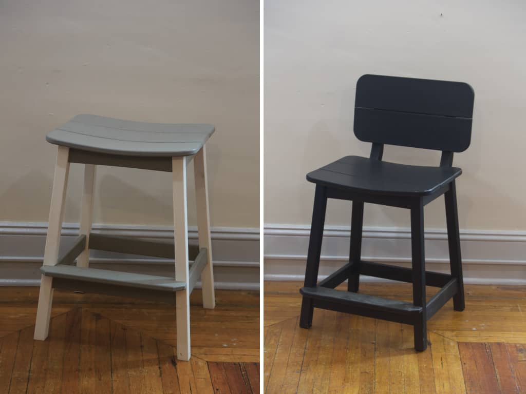 Premium bar stools without a back and with a back.